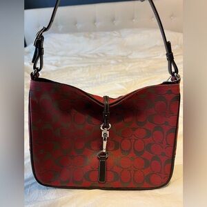 Coach Vintage Signature Jacquard Hampton Clip Hobo Bag 6091